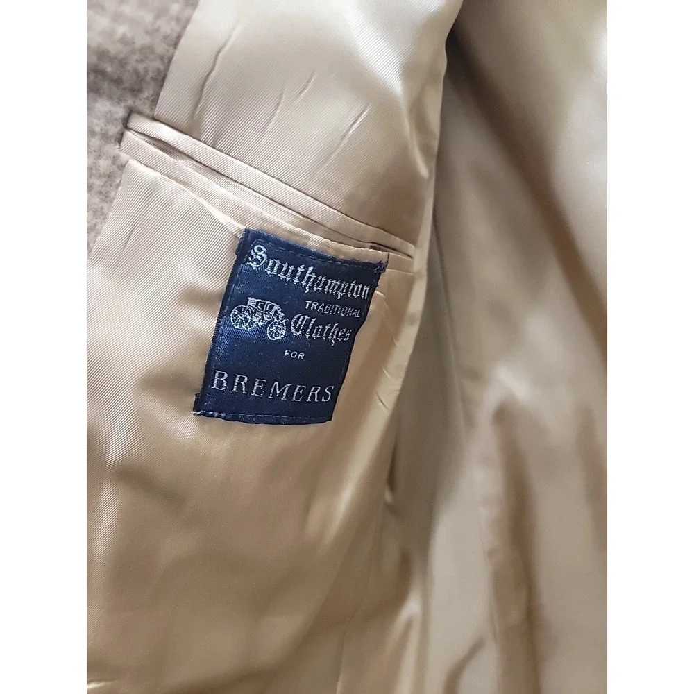 100% Camel Hair Southampton Clothiers Sport Coat 42R Tan /Brown Plaid Blazer USA